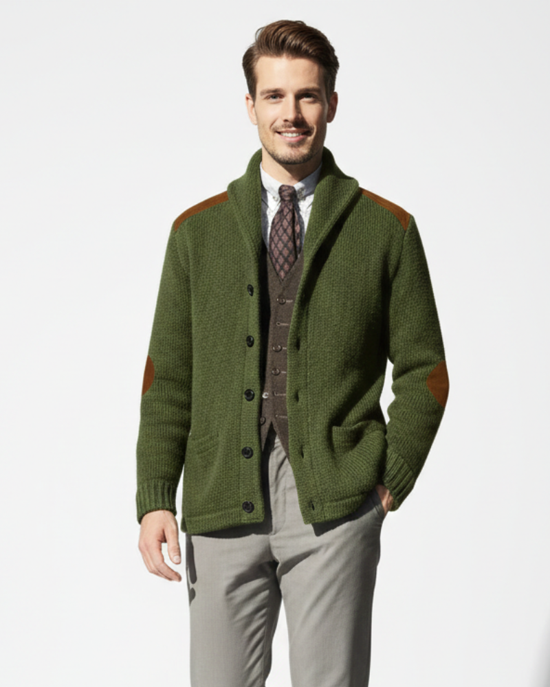 Evan Herrevest Patchwork – Moderne veste med strikkede lommer, elegant casual stil