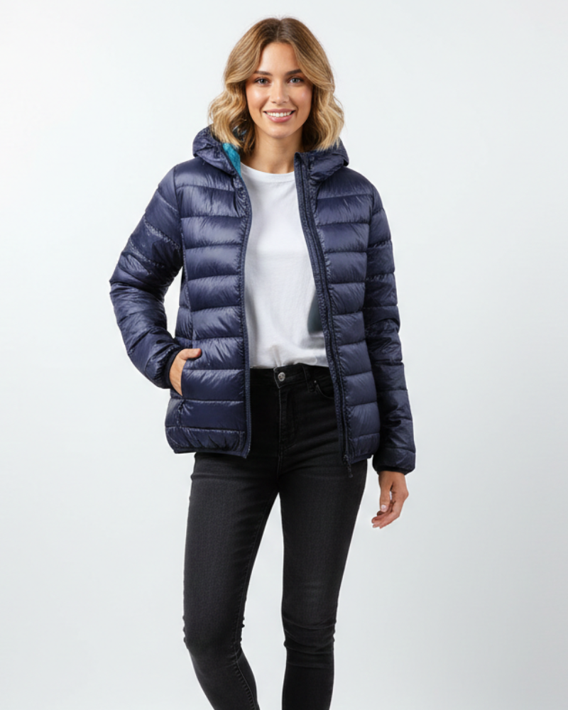 Baylor női könnyű steppelt kabát – beépített kapucnival, vízlepergető és tömör melegséggel