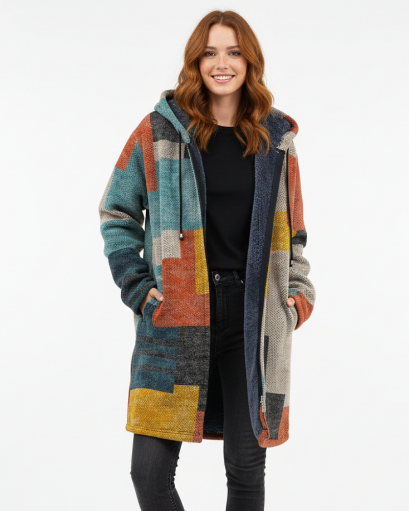 Aria Women's Artistic Knitted Vest – Flowing Cardigan with Elegant Print & Relaxed Fit