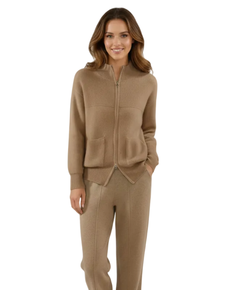 Milar Colete Mulher em Lã Merino – Casaco Direto com Fecho e Bolsos Aplicados