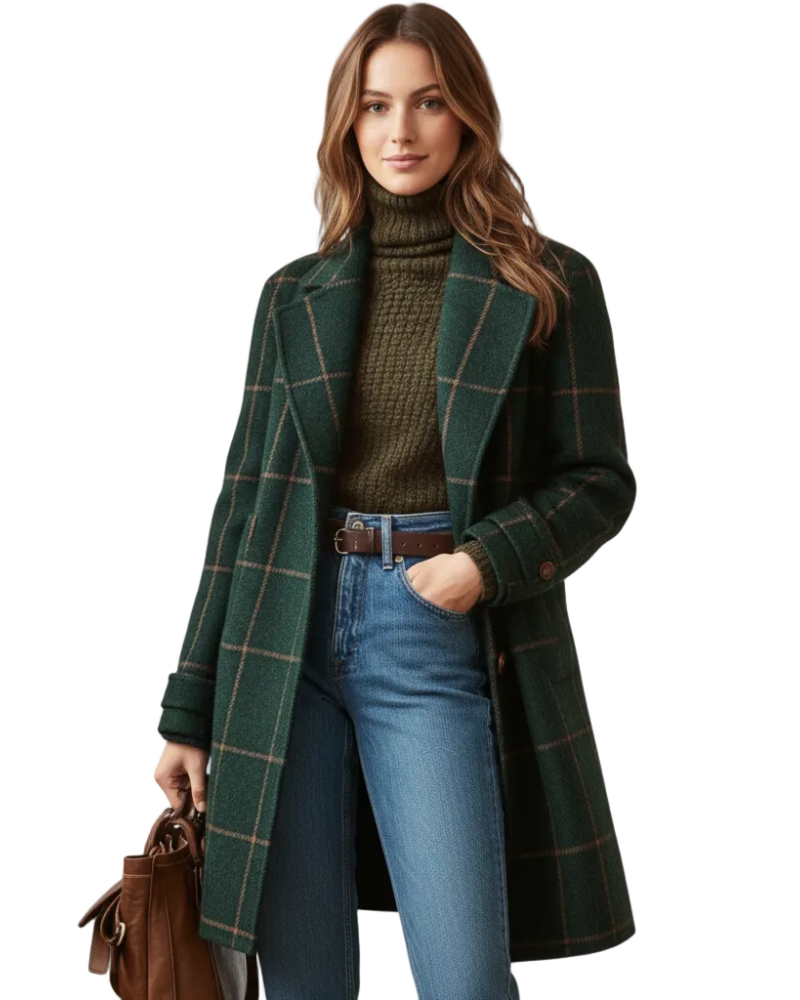 Norah Pitkä Naistakki Ruudullinen – Kokonapitettava & Tyylikäs Malli