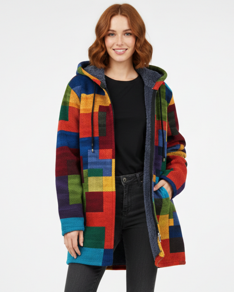 Aria Women's Artistic Knitted Vest – Flowing Cardigan with Elegant Print & Relaxed Fit