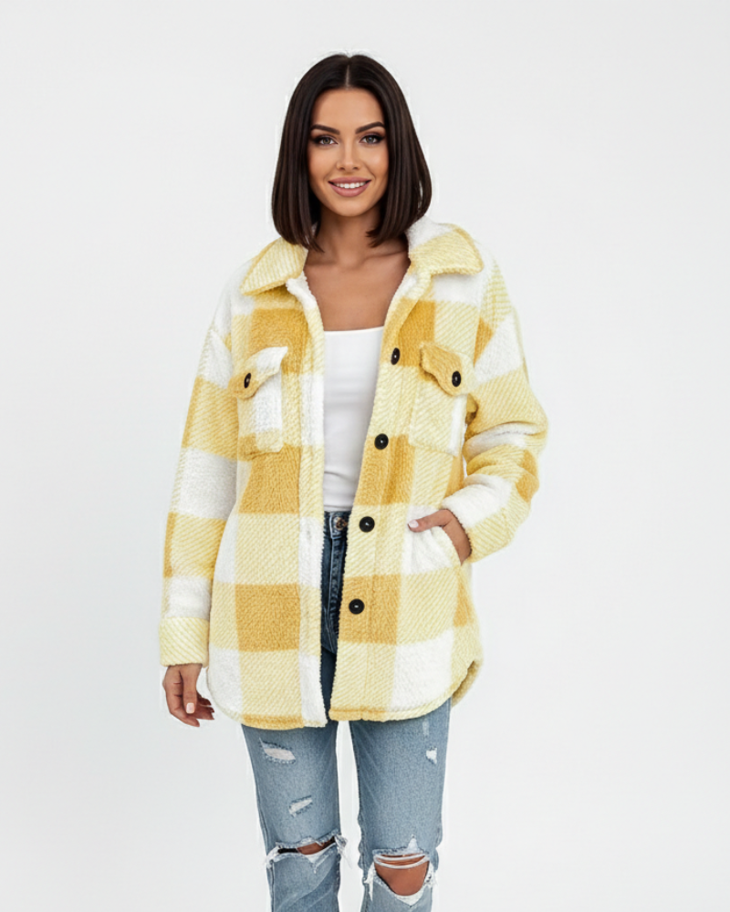 Ariana naisten talvitakki – lämmin ja rento ruudullinen pehmeä takki