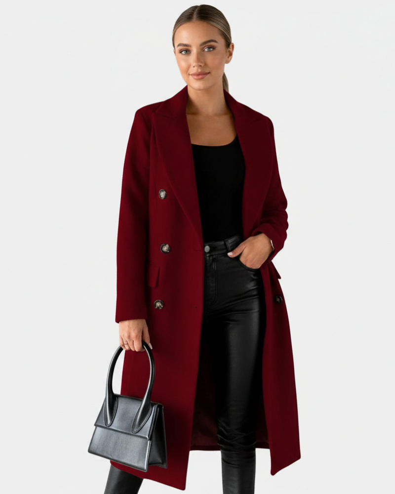 Zivory Dámsky Dlhý Kabát Elegantný – Jemný Strih so Zapínaním na Gombíky