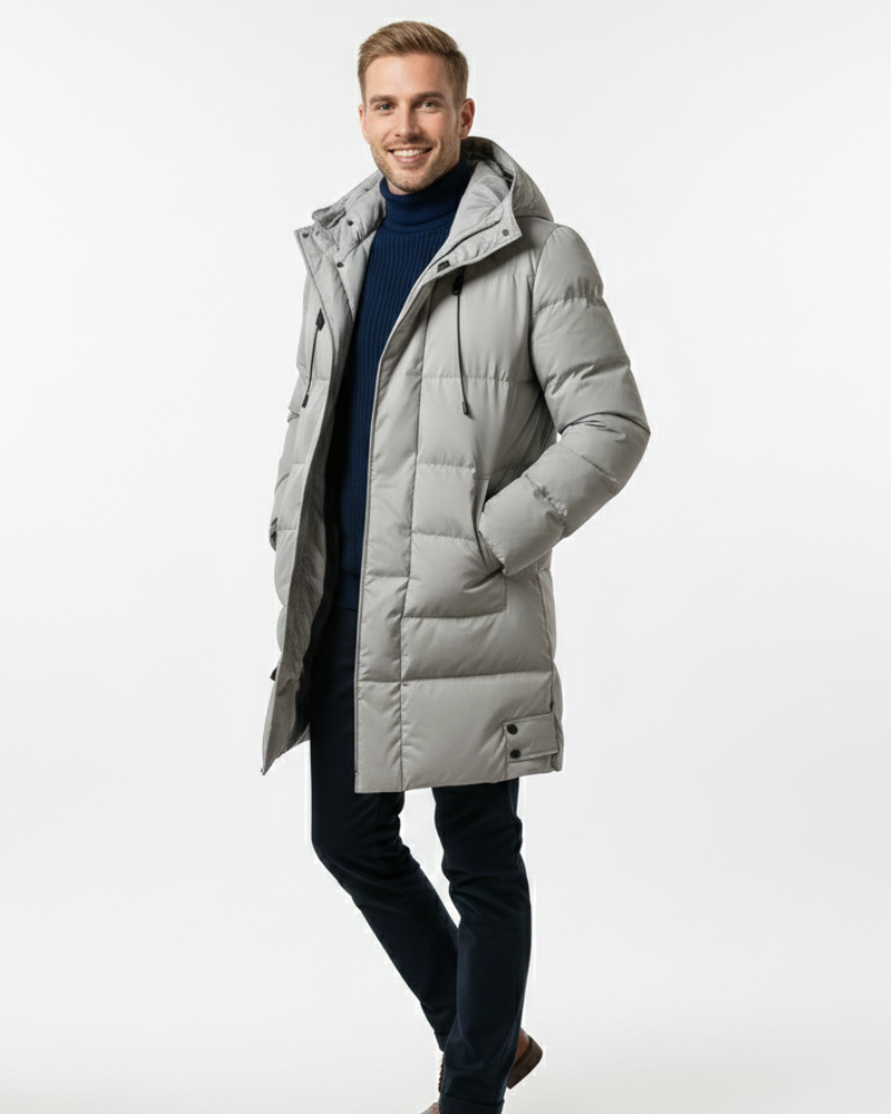 Arlo Manteau Puffer Long Homme – Doudoune Hiver Chaude avec Capuche & Coupe Protectrice