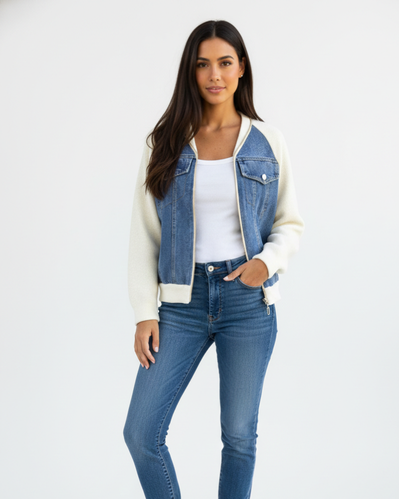 Isabella Kurtka Jesienna Damska – Lekka i Ciepła, Dekolt w Serek i Nowoczesny Zamek