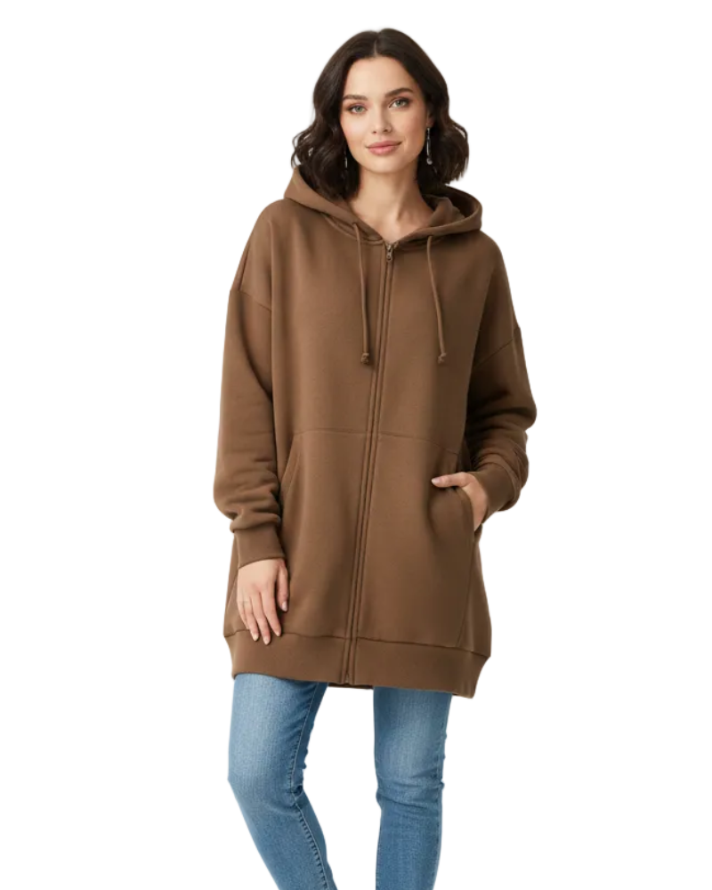 Remily Naisten Ylimitoitettu Vetoketjullinen Huppari – Lämmin Huppari Hupulla ja Mukavalla Leikkauksella