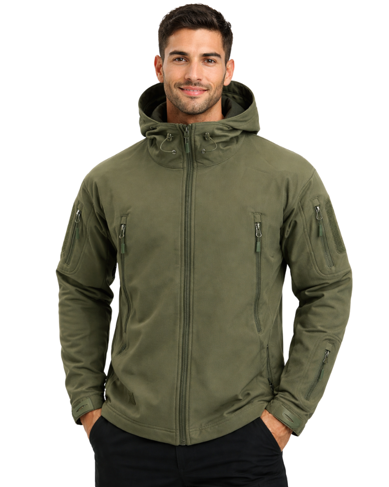 Zoren Softshell Tactical Jas Heren – Waterdichte Winddichte Jas met Verstelbare Capuchon