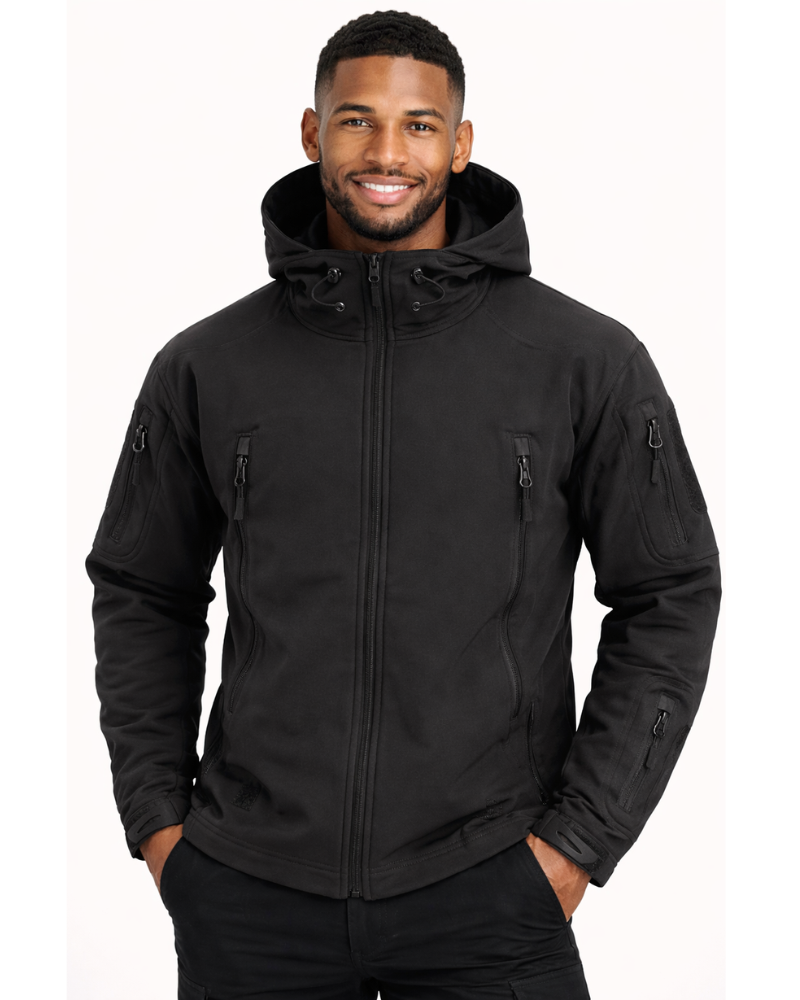 Zoren férfi softshell taktikai dzseki – vízálló szélálló állítható kapucnival
