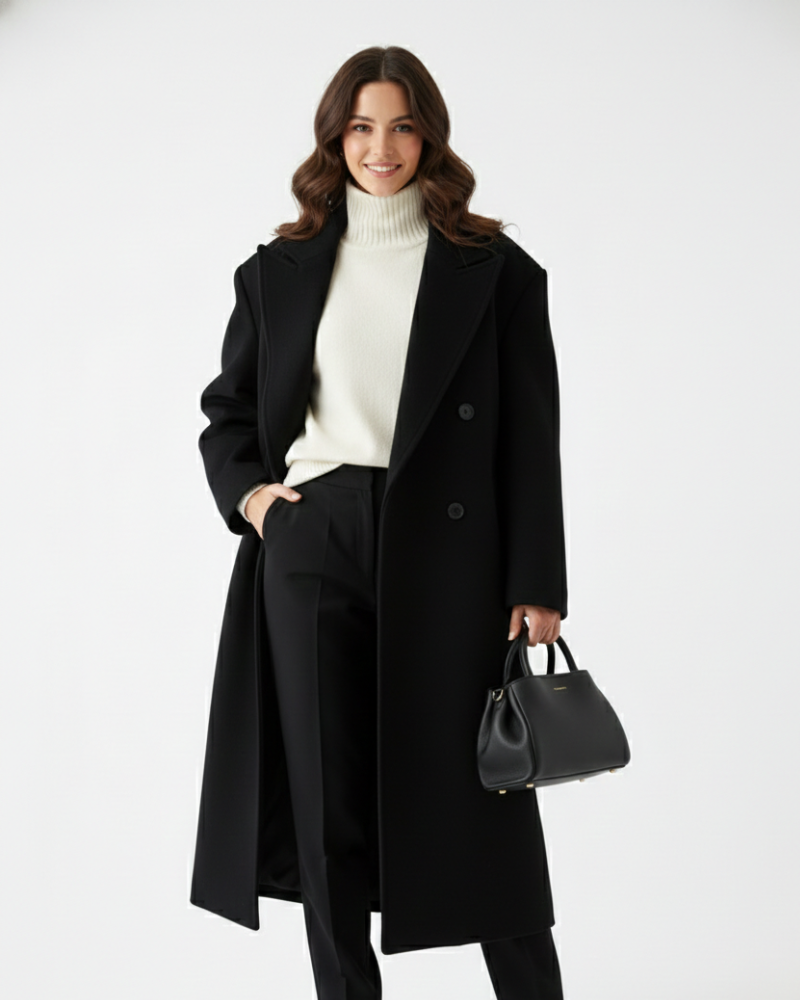 Claudia Manteau Oversize Mujer – Chaqueta Elegante de Doble Botonadura y Hombros Estructurados