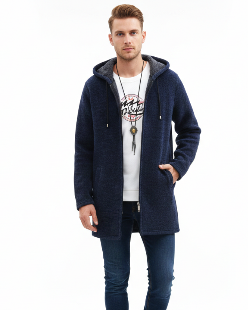 Jeff Manteau d’Hiver Homme – Veste Chaude Élégante avec Capuche Réglable & Fermeture Zippée