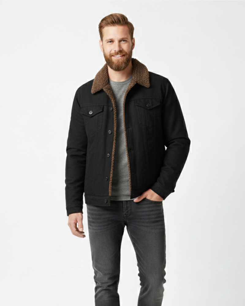 Morgan Jachetă de Iarnă pentru Bărbați – Shirtjack Căptușit cu Fleece cu Buzunare și Capse