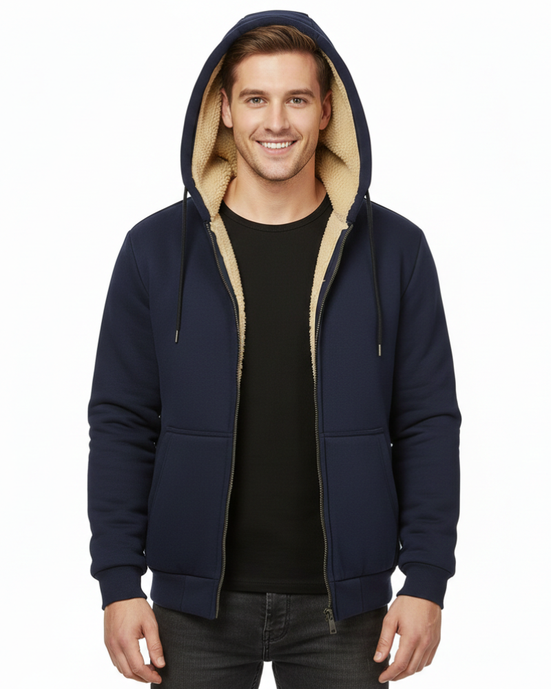 Zedrick muška majica s kapuljačom na patentni zatvarač – topli dvoslojni pamučni duks s udobnom kapuljačom