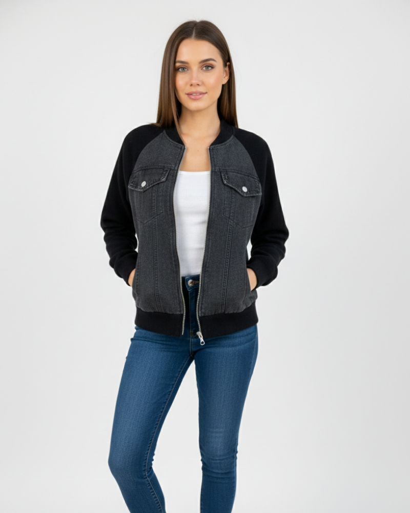 Isabella Kurtka Jesienna Damska – Lekka i Ciepła, Dekolt w Serek i Nowoczesny Zamek