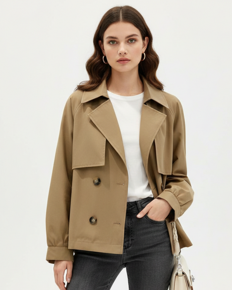 Charlotte Trench Court Femme – Lekka wiosenna kurtka o dopasowanym kroju z klapami kołnierza