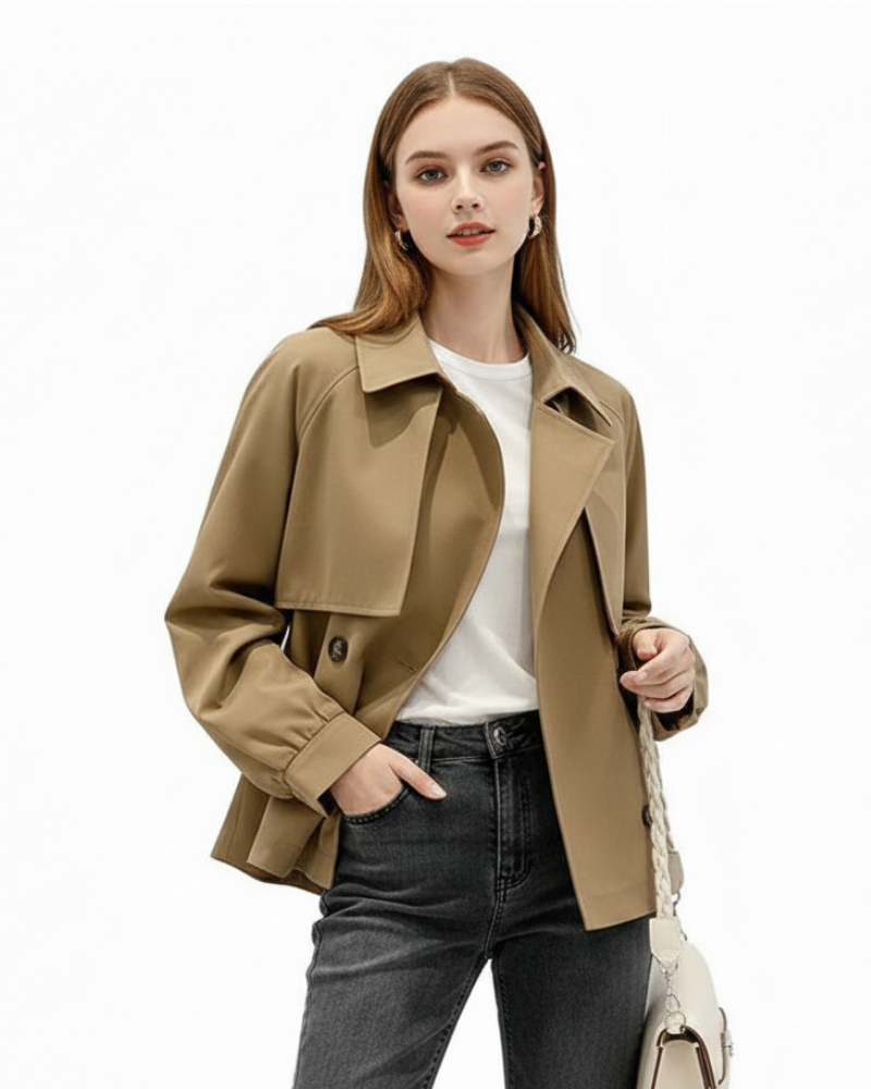 Charlotte Trench Court Femme – Ελαφρύ Ανοιξιάτικο Μπουφάν με Στενή Γραμμή & Γιακά με Ανάποδη Λεπτομέρεια