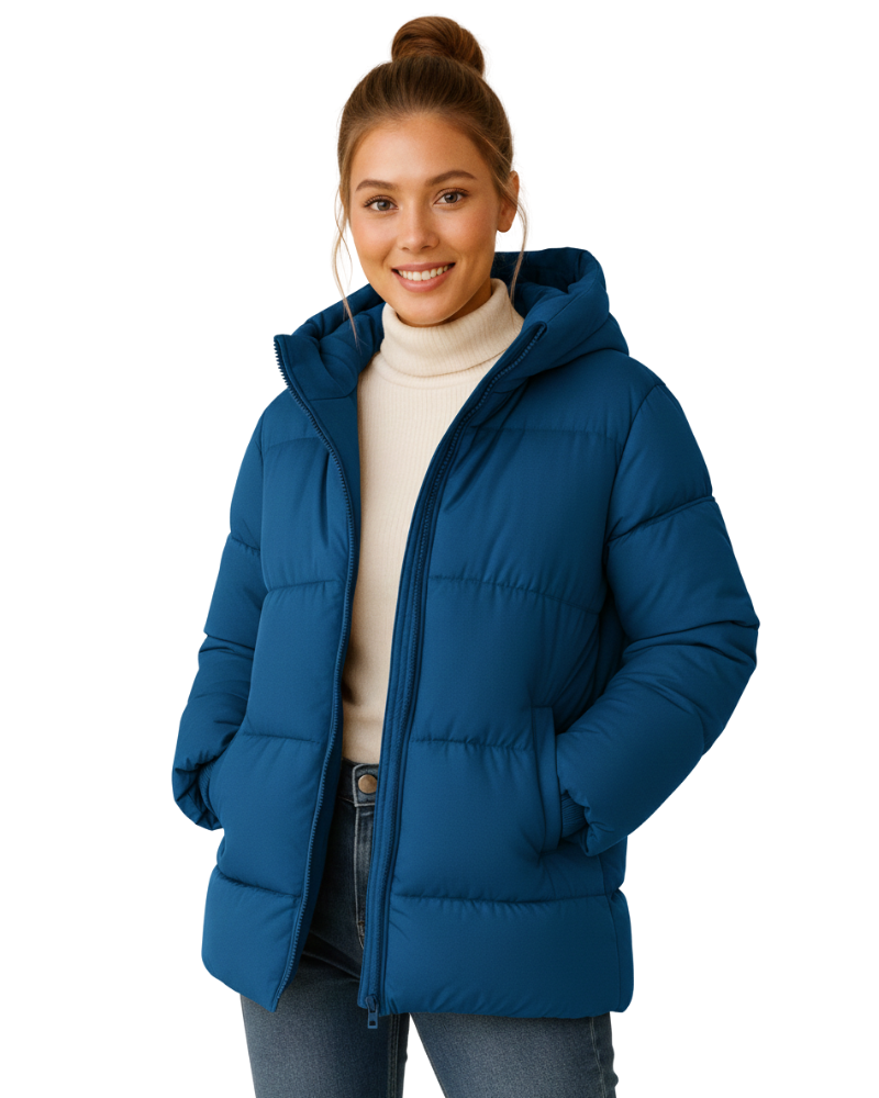Zahra Veste Puffer Femme à Capuche – Manteau Matelassé Léger et Chaud