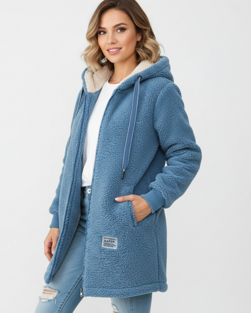 Faye Veste Polaire Femme – Fleece Doux avec Capuche Coupe Ample & Confort Quotidien