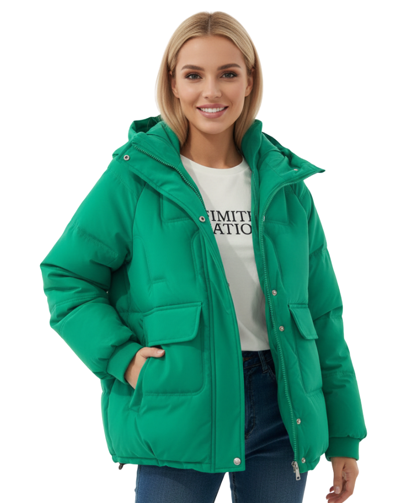 Zahra Veste Puffer Femme à Capuche – Manteau Matelassé Léger et Chaud