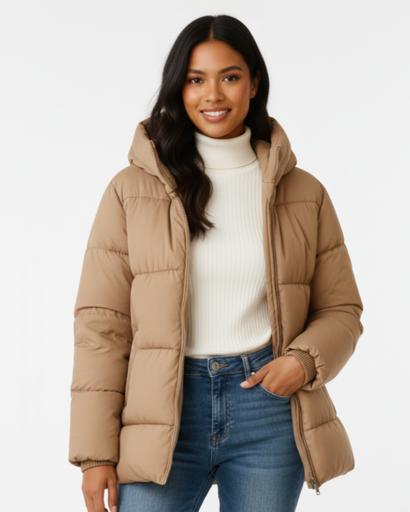 Zahra Veste Puffer Femme à Capuche – Manteau Matelassé Léger et Chaud