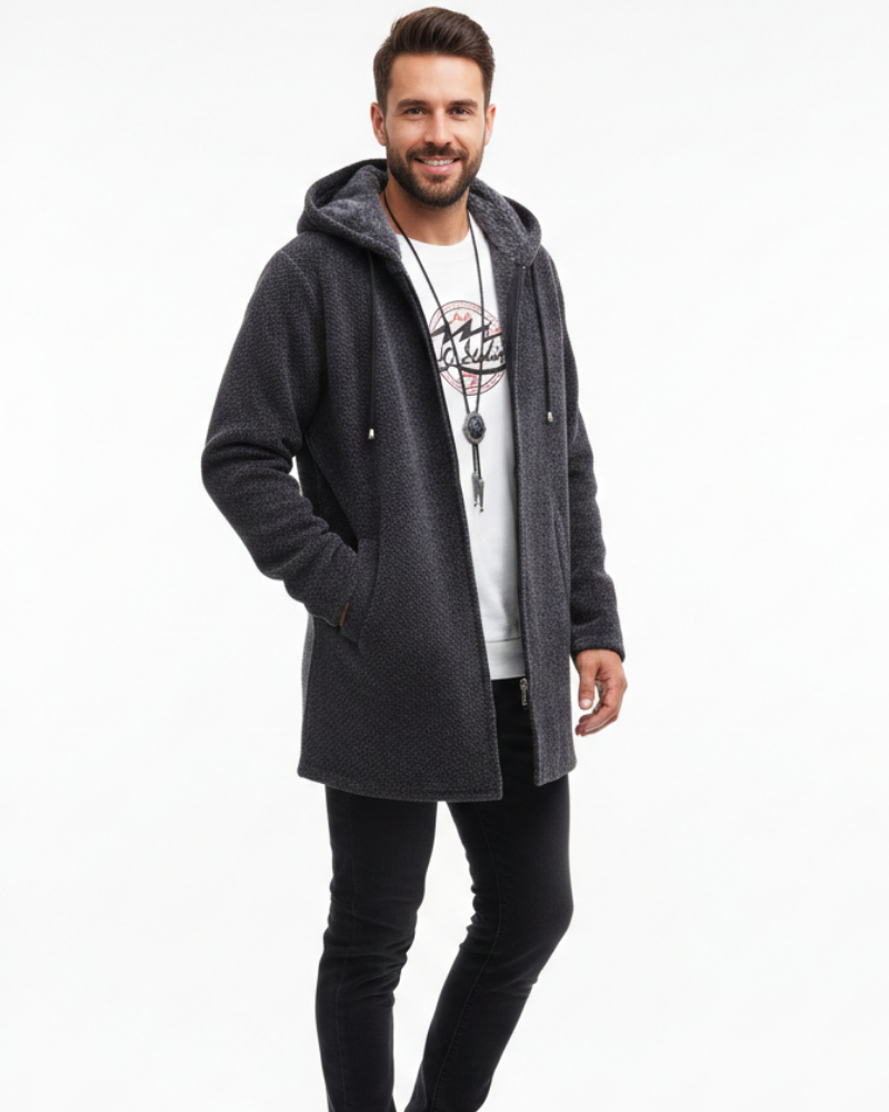 Jeff Manteau d’Hiver Homme – Veste Chaude Élégante avec Capuche Réglable & Fermeture Zippée