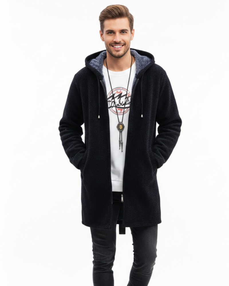 Jeff Manteau d’Hiver Homme – Veste Chaude Élégante avec Capuche Réglable & Fermeture Zippée