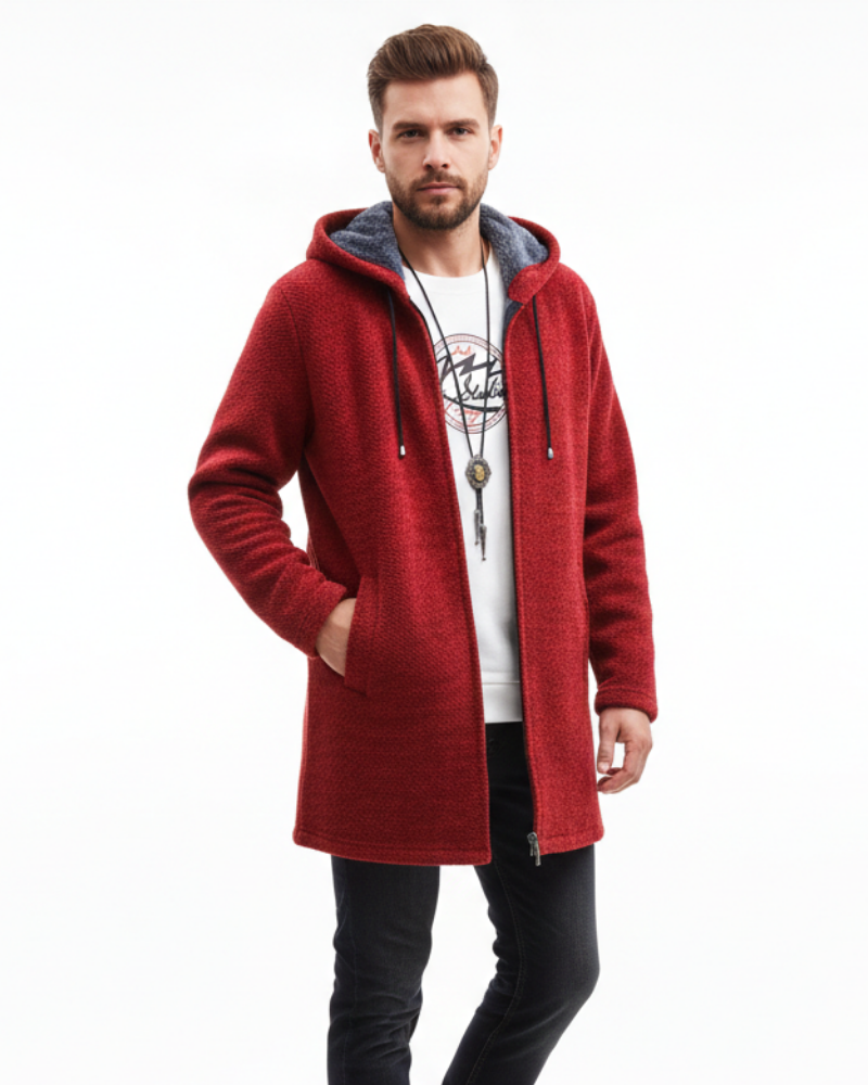 Jeff Manteau d’Hiver Homme – Veste Chaude Élégante avec Capuche Réglable & Fermeture Zippée