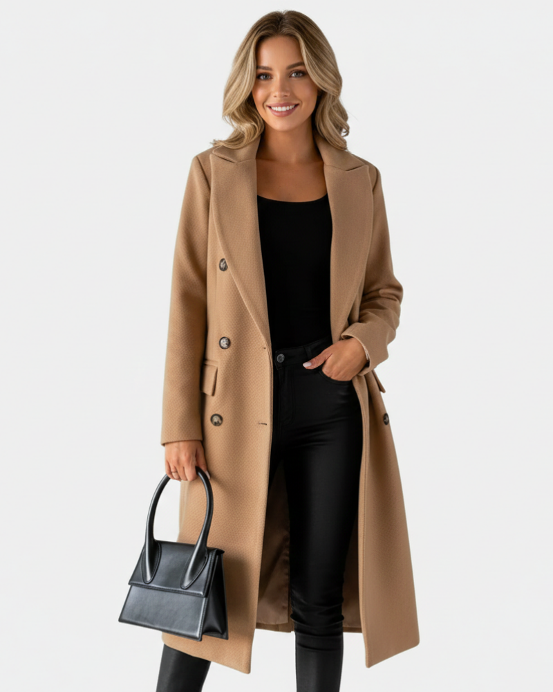 Zivory Dámsky Dlhý Kabát Elegantný – Jemný Strih so Zapínaním na Gombíky