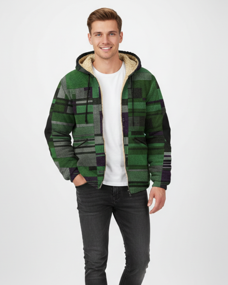 Jameson Gilet Patchwork Heren – Fleece Jas met Capuchon en Comfortabele Pasvorm & Stedelijke Stijl
