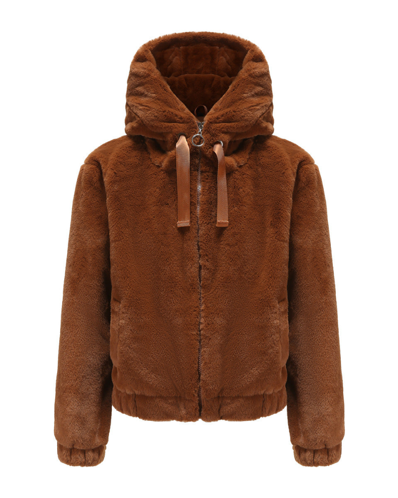 Emmaru Kurtka Teddy Damska z Kapturem – Ciepły Polarowy Płaszcz Komfortowy Krój i Modny Wygląd