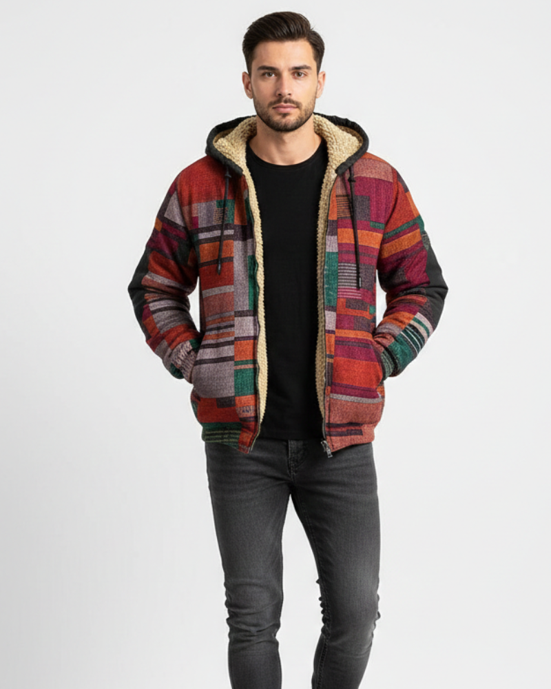 Jameson Gilet Patchwork Heren – Fleece Jas met Capuchon en Comfortabele Pasvorm & Stedelijke Stijl