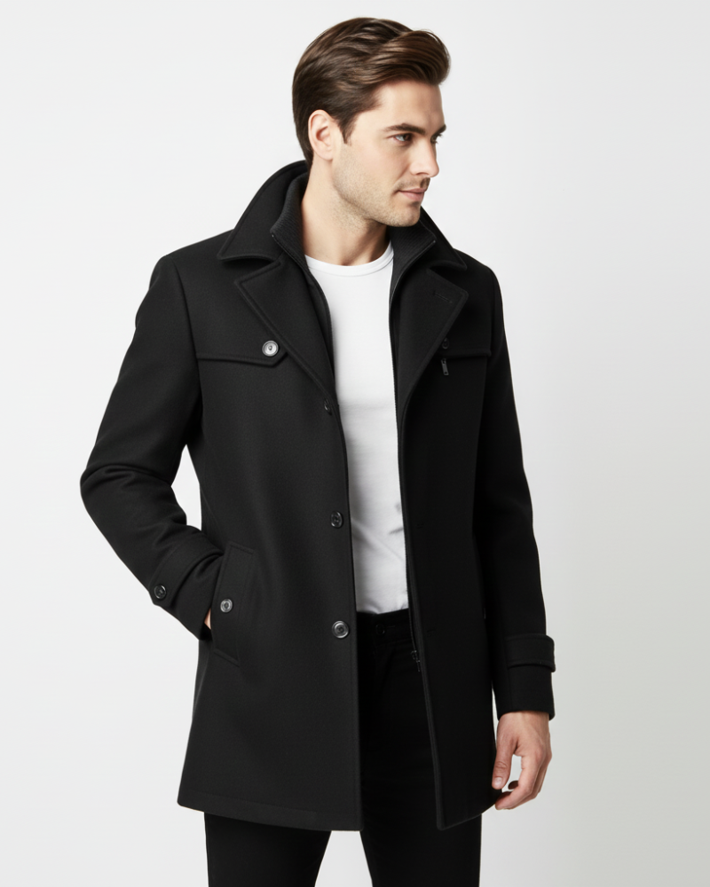 Edwin Pánsky Kabát – Slim Fit Dvojradové Zapínanie s Klasickým Golierom