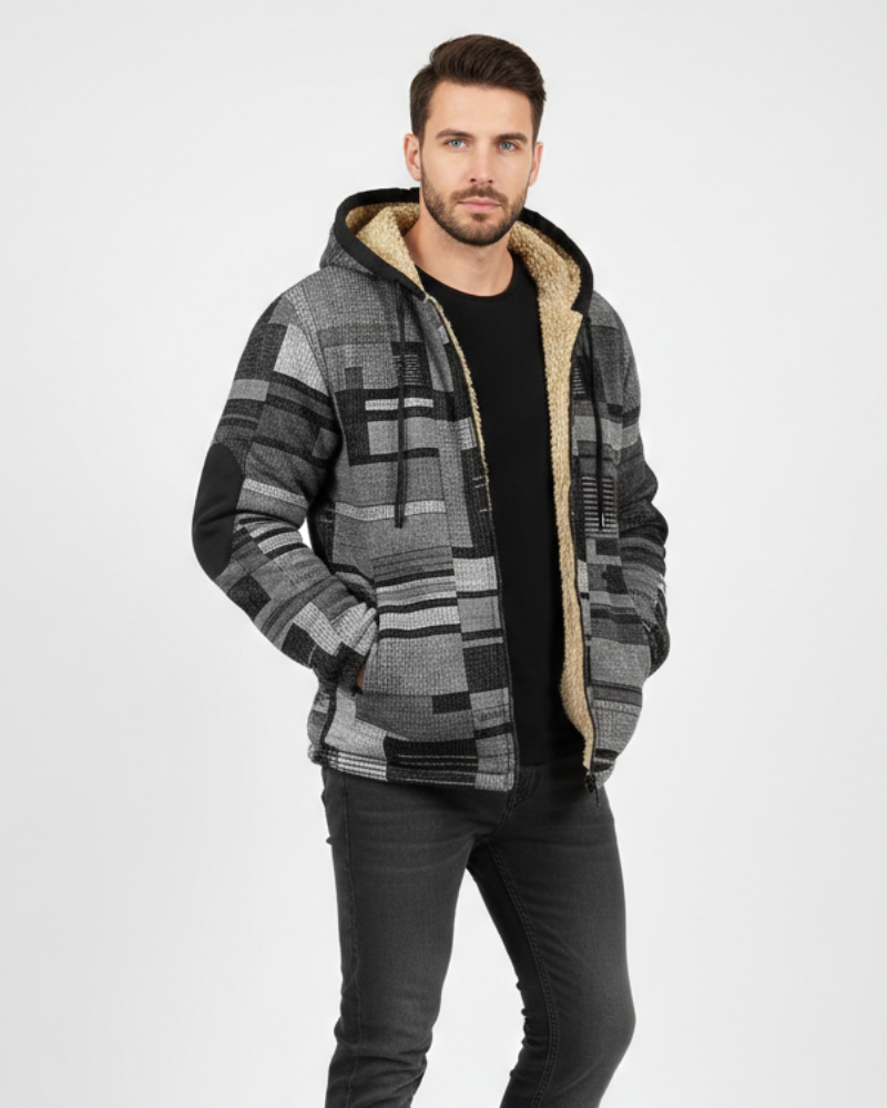Jameson Gilet Patchwork Heren – Fleece Jas met Capuchon en Comfortabele Pasvorm & Stedelijke Stijl