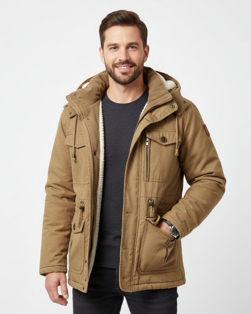 Ivan Parka Invernale Uomo – Giacca con Cappuccio Stile Militare con Tasche Grandi