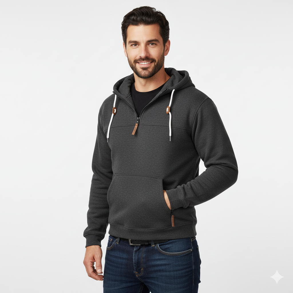 Jess Hoodie Hiver Herre – Varm Hættetrøje med Lynlåslommer & Sportslig Stil