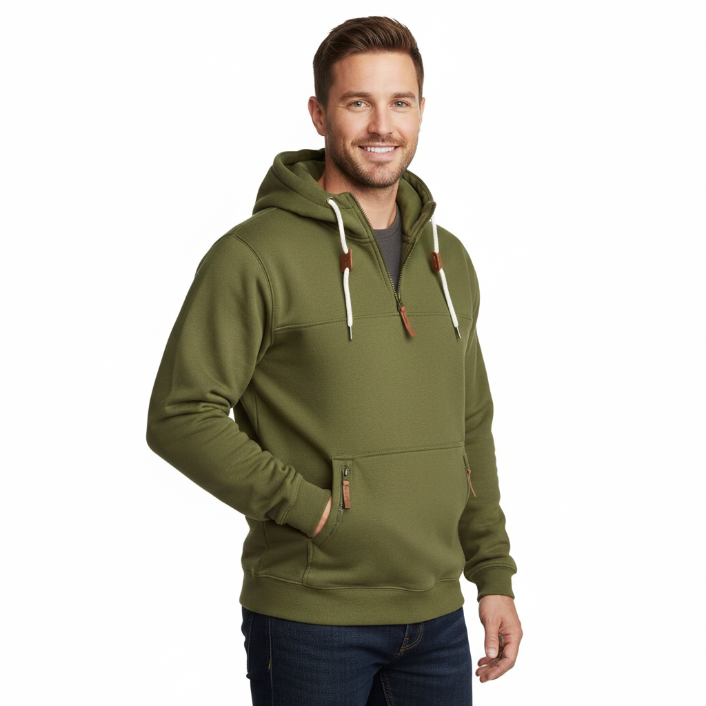 Jess Hoodie Hiver Herre – Varm Hættetrøje med Lynlåslommer & Sportslig Stil