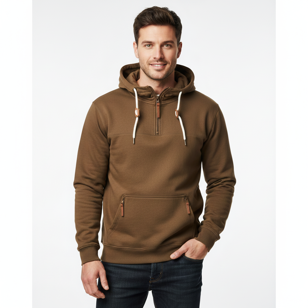 Jess Hoodie Hiver Herre – Varm Hættetrøje med Lynlåslommer & Sportslig Stil