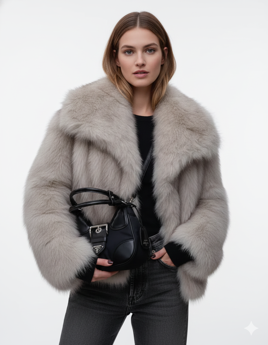 Julien Manteau Faux-Fur Femme – Veste Hiver Douce & Chaude avec Coupe Décontractée Élégante