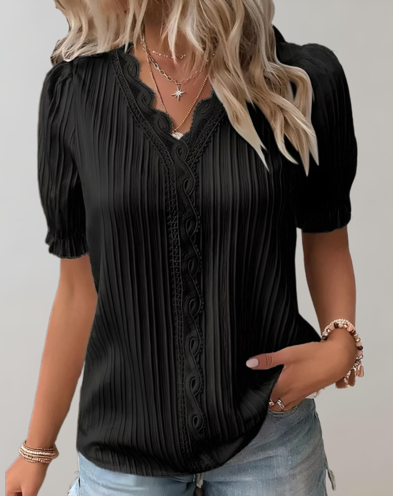 Kehlani Blouse Femme – Blouse Plissée Chic avec Détails Subtils & Style Décontracté Élégant