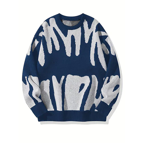 Maglione da donna Monica - Grafica in bianco e nero, motivo astratto in stile moderno