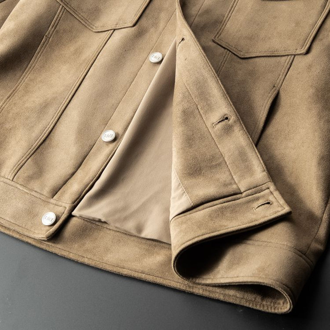 Alaric Veste Homme en Daim – Boutons Élégants, Col Raffiné & Style Classique Décontracté