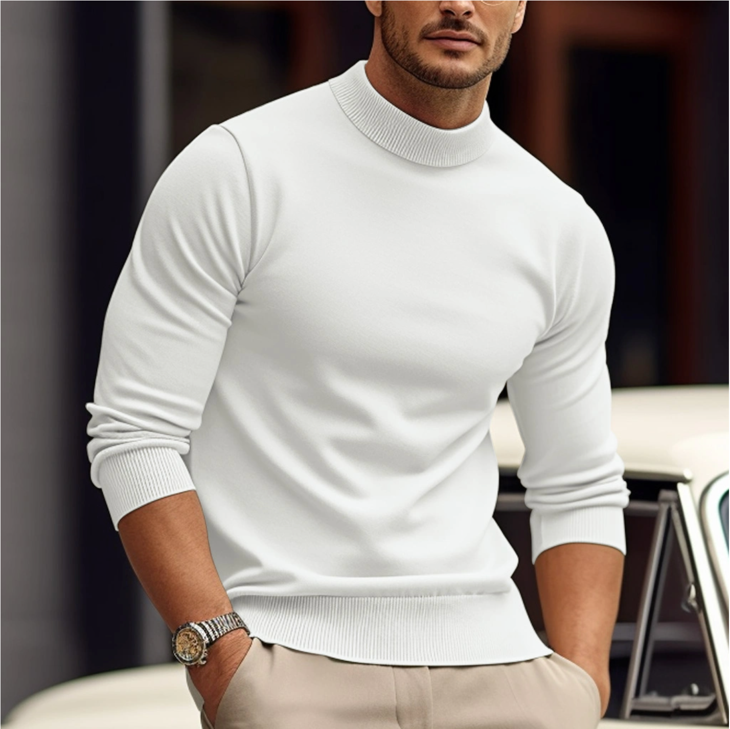 Leonardo Suéter de Cuello Alto para Hombre – Tejido Suave Premium con Estilo Moderno y Elegante