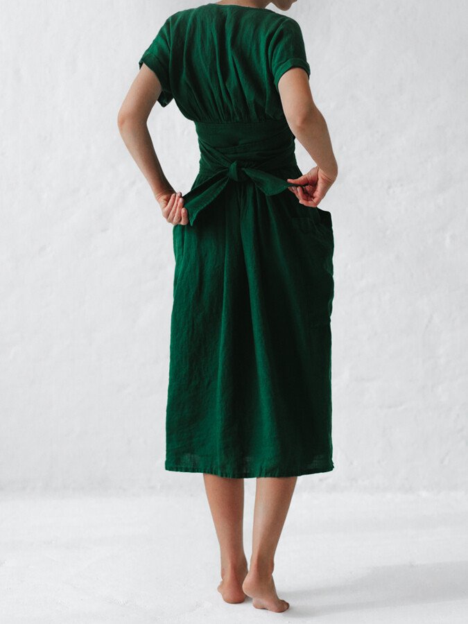 Abito avvolgente in lino da donna Léonie - Abito elegante e leggero con vestibilità regolabile per l'estate