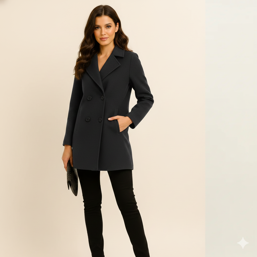 Lucia Donatelli Manteau d’Hiver en Laine pour Femme – Coupe Élégante & Finition Luxueuse