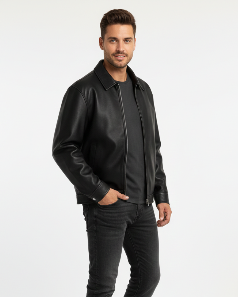 Чоловіча шкіряна куртка Mason – сучасний крій, лаконічний дизайн і застібка-блискавка