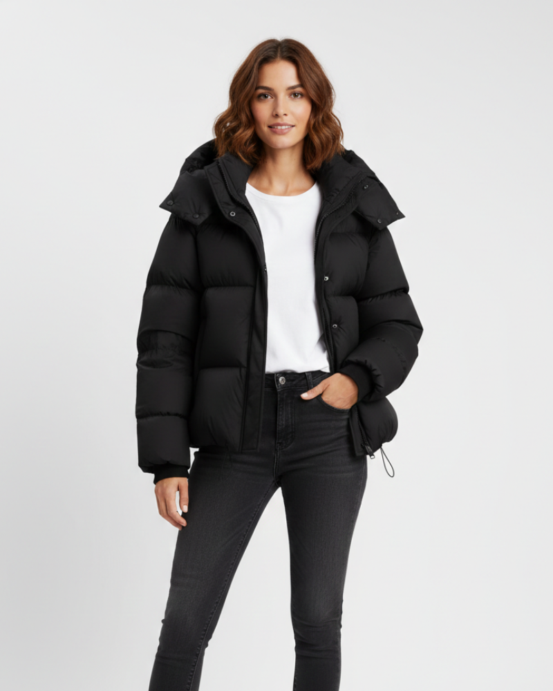 Miles női rövid steppelt kabát – Bélelt térfogat, beépített kapucni és modern stílus