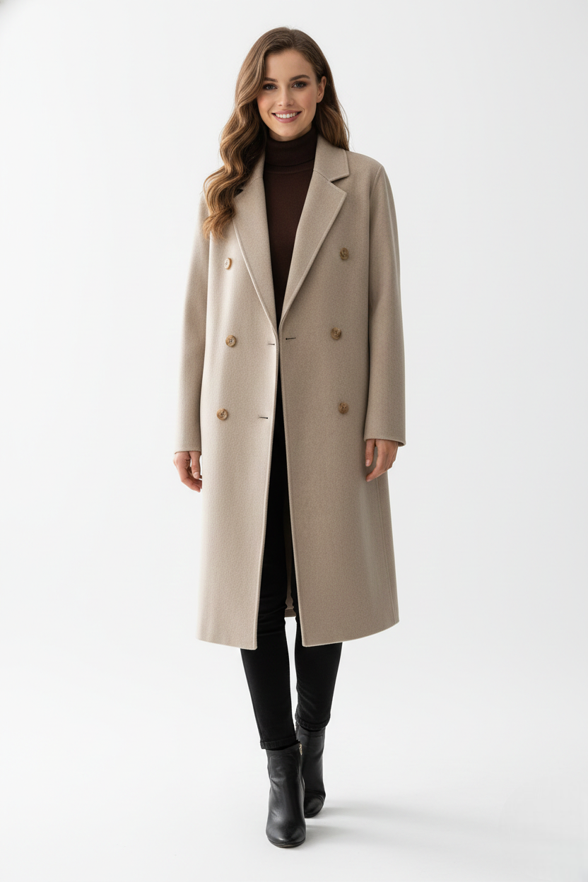 Mabelle Cappotto Lungo Donna – Cappotto Invernale Doppiopetto Taglio Elegante e Moderno