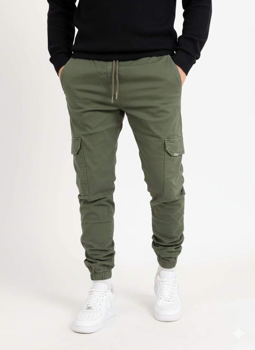 Mariano Men's Cargo Pants – Long Jogger with Elastic Waist, Cargo Pockets & Modern Fit
