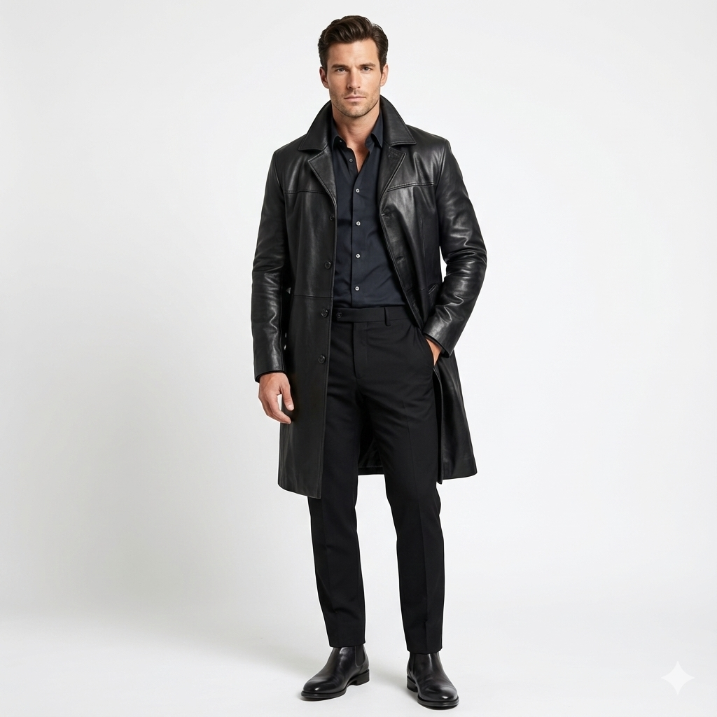 Marlo Trench Lang Herren – Eleganter Mantel mit klassischer Knopfleiste und modernem Schnitt