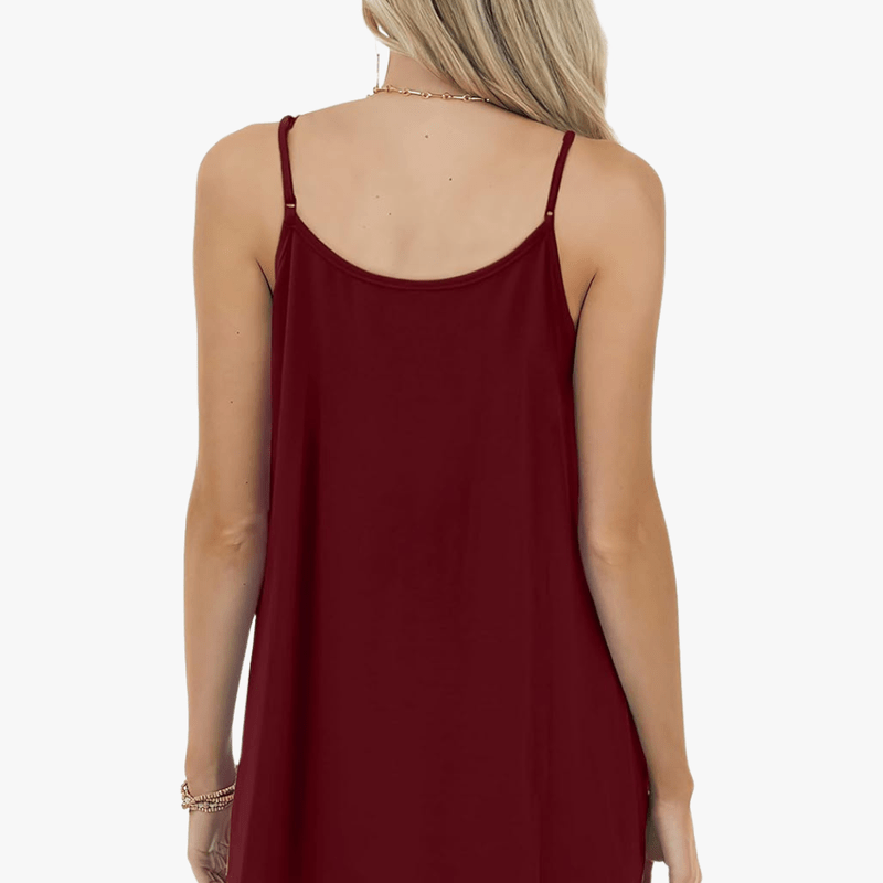 Top estivo da donna Jazzy: spalline regolabili, tessuto elasticizzato traspirante e vestibilità ampia con volant